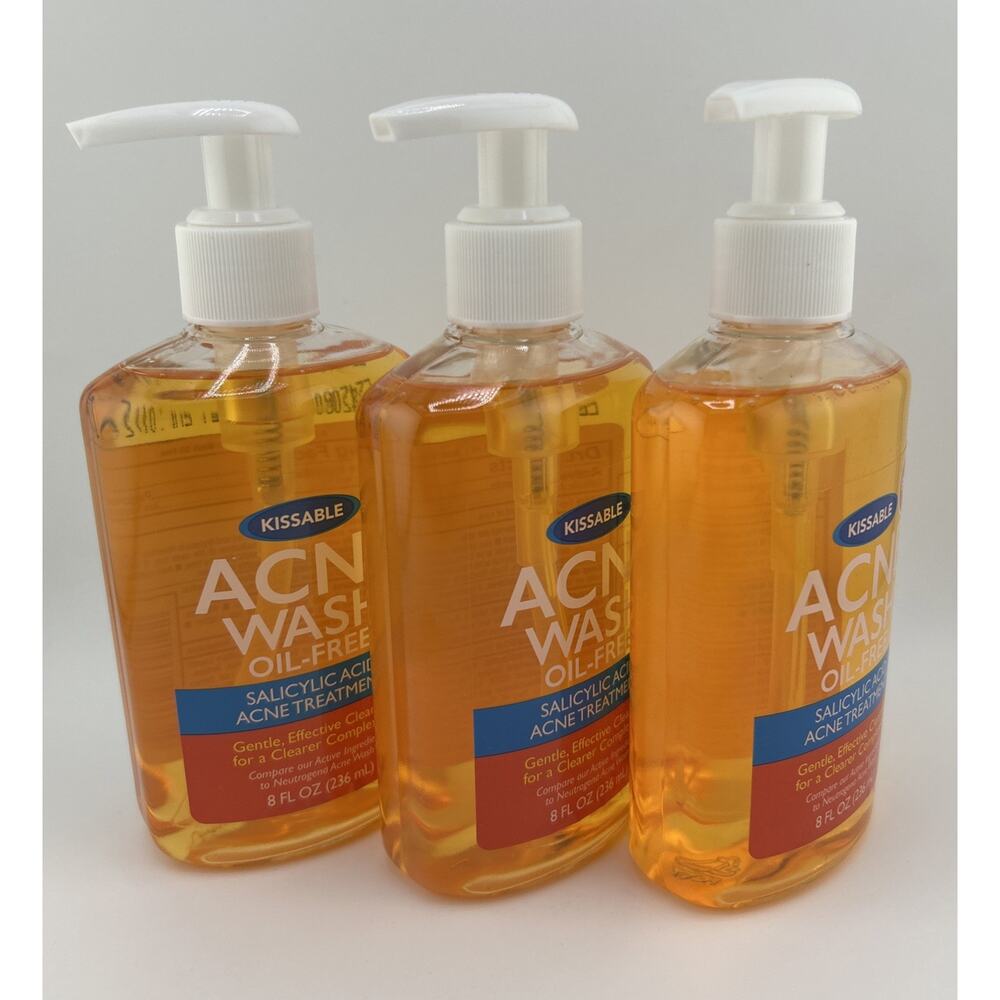 Kissable Acne Wash Oil-Free Salicylic Acid Acne Treatment 8oz (3-pack)